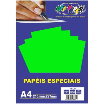 Papel Neon 20 fls 180 gramas verde Off Paper