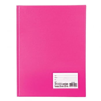 Pasta catálogo capa dura 100 envelopes com visor rosa Tn