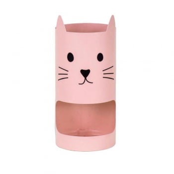 Porta caneta / clips torre gato rosa Geguton