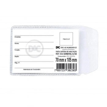 Protetor carteira RG 70x105 plástico DAC