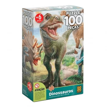 Quebra-cabeça 100 peças Dinossauros Grow