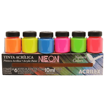 Tinta acrílica 10ml 6 cores neon Acrilex